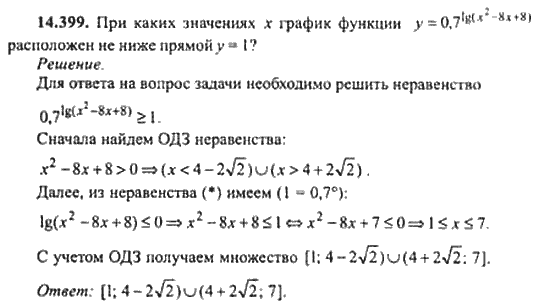 Страница (упражнение) 14_399 рабочей тетради. Ответ на вопрос упражнения 14_399 ГДЗ сборник задач по математике для поступающих в ВУЗы 11 класс Сканави