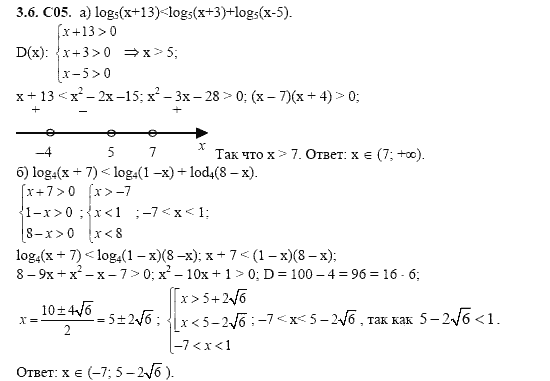 Страница (упражнение) 3_6_C05 учебника. Ответ на вопрос упражнения 3_6_C05 ГДЗ решебник алгебра и начала анализа  10-11 класс Шестакова