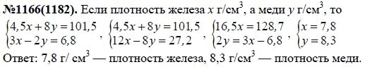 Страница (упражнение) 1166 (1182) учебника. Ответ на вопрос упражнения 1166 (1182) ГДЗ решебник по алгебре 7 класс Макарычев, Миндюк, Нешков, Суворова