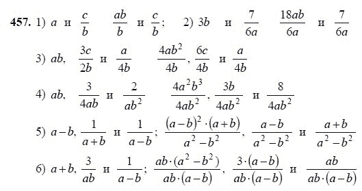 Страница (упражнение) 457 учебника. Ответ на вопрос упражнения 457 ГДЗ решебник по алгебре 7 класс Алимов, Колягин, Сидоров, Федорова, Шабунин