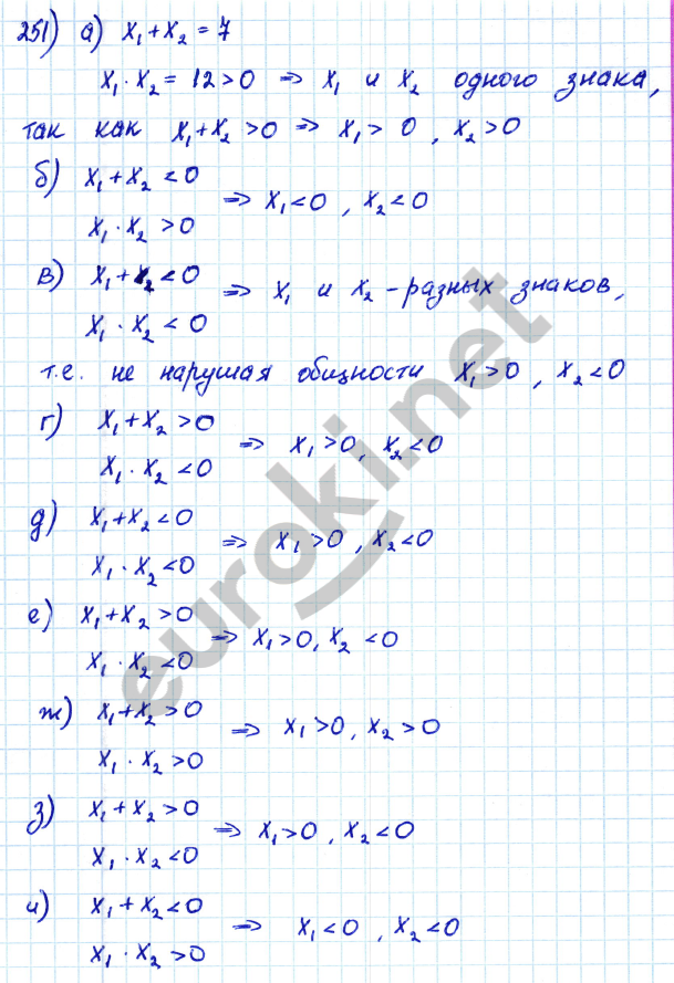 Страница (упражнение) 251 учебника. Ответ на вопрос упражнения 251 ГДЗ решебник по алгебре 8 класс Никольский, Потапов, Решетников