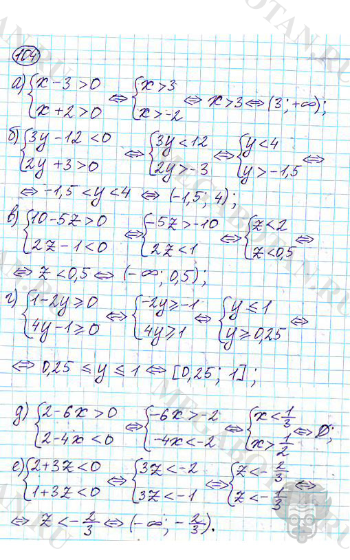 Страница (упражнение) 104 учебника. Ответ на вопрос упражнения 104 ГДЗ решебник по алгебре 9 класс Дорофеев