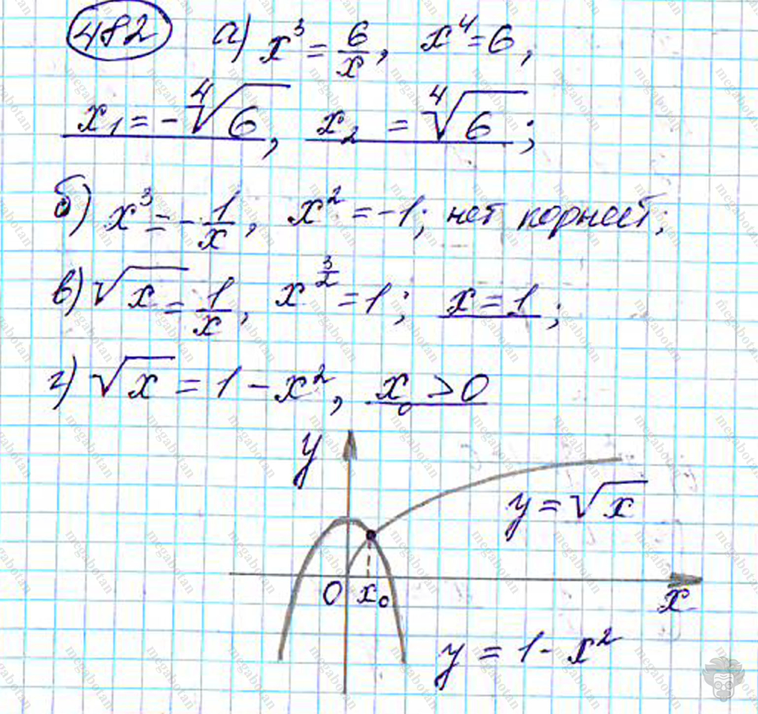 Страница (упражнение) 482 учебника. Ответ на вопрос упражнения 482 ГДЗ решебник по алгебре 9 класс Дорофеев
