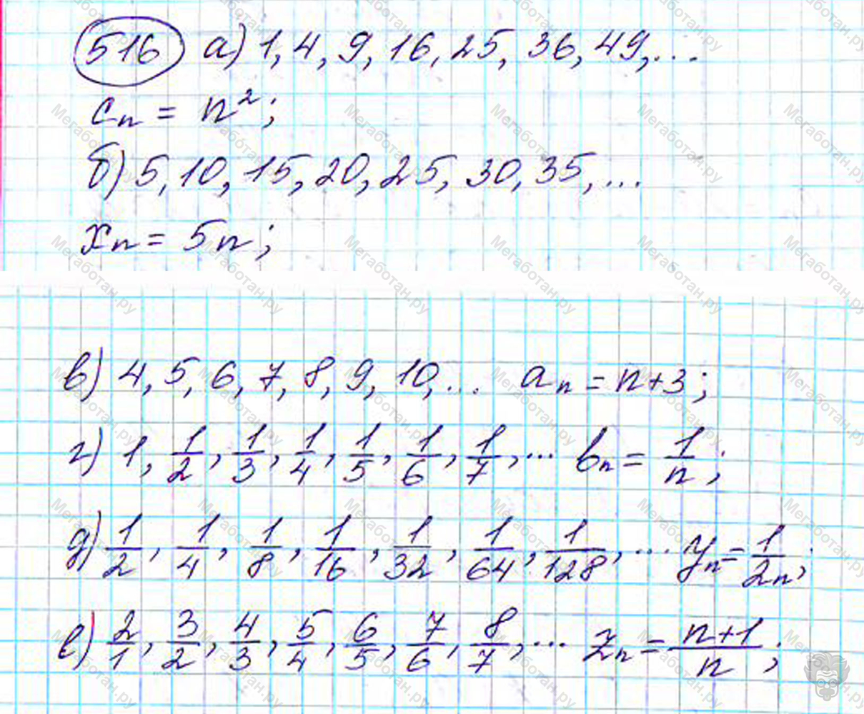 Страница (упражнение) 516 учебника. Ответ на вопрос упражнения 516 ГДЗ решебник по алгебре 9 класс Дорофеев
