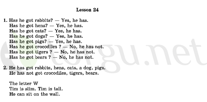 Страница (упражнение) 24 учебника. Ответ на вопрос упражнения 24 ГДЗ решебник по английскому языку 