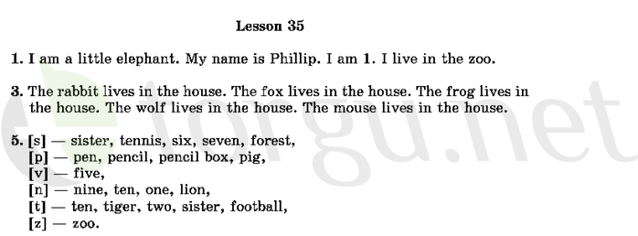 Страница (упражнение) 35 учебника. Ответ на вопрос упражнения 35 ГДЗ решебник по английскому языку 