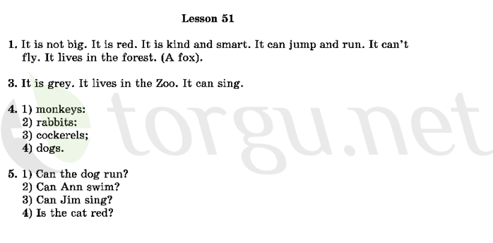 Страница (упражнение) 51 учебника. Ответ на вопрос упражнения 51 ГДЗ решебник по английскому языку 