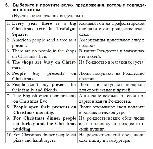 Страница (упражнение) 6 учебника. Ответ на вопрос упражнения 6 ГДЗ решебник и рабочая тетрадь по английскому языку 3 класс Верещагина, Притыкина
