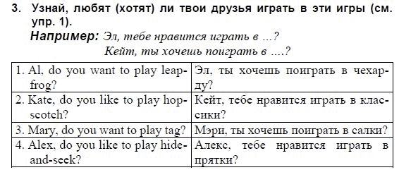 Страница (упражнение) 3 учебника. Ответ на вопрос упражнения 3 ГДЗ решебник и рабочая тетрадь по английскому языку 3 класс Верещагина, Притыкина
