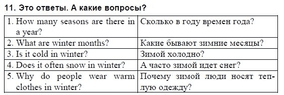 Страница (упражнение) 11 учебника. Ответ на вопрос упражнения 11 ГДЗ решебник и рабочая тетрадь по английскому языку 3 класс Верещагина, Притыкина