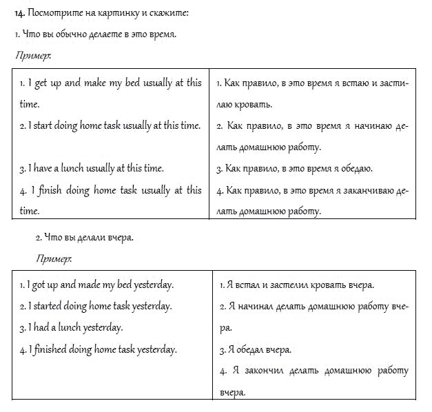 Страница (упражнение) 14 учебника. Ответ на вопрос упражнения 14 ГДЗ решебник и рабочая тетрадь по английскому языку 4 класс Верещагина, Афанасьева