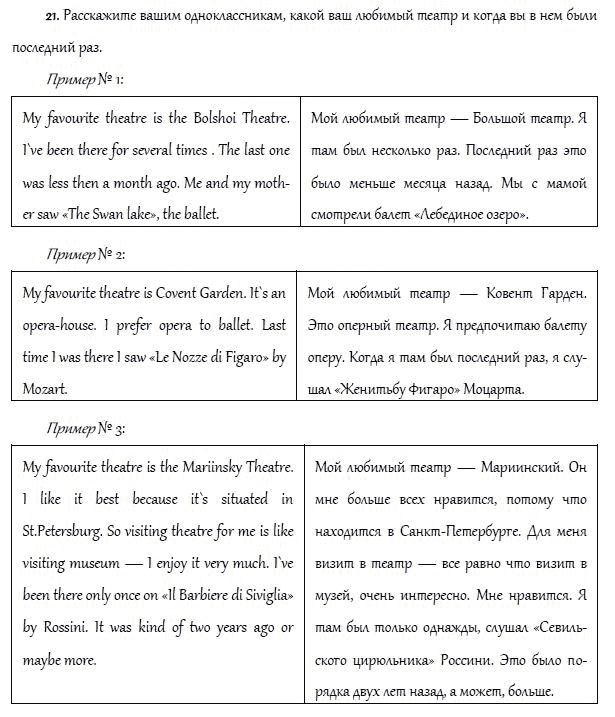 Страница (упражнение) 21 учебника. Ответ на вопрос упражнения 21 ГДЗ решебник и рабочая тетрадь по английскому языку 4 класс Верещагина, Афанасьева