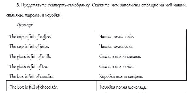 Страница (упражнение) 8 учебника. Ответ на вопрос упражнения 8 ГДЗ решебник и рабочая тетрадь по английскому языку 4 класс Верещагина, Афанасьева