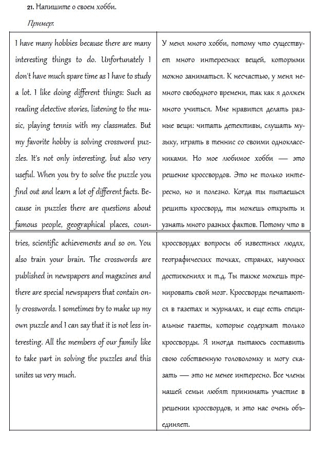 Страница (упражнение) 21 учебника. Ответ на вопрос упражнения 21 ГДЗ решебник и рабочая тетрадь по английскому языку 4 класс Верещагина, Афанасьева