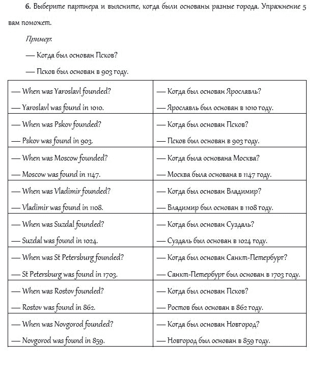 Страница (упражнение) 6 учебника. Ответ на вопрос упражнения 6 ГДЗ решебник и рабочая тетрадь по английскому языку 4 класс Верещагина, Афанасьева