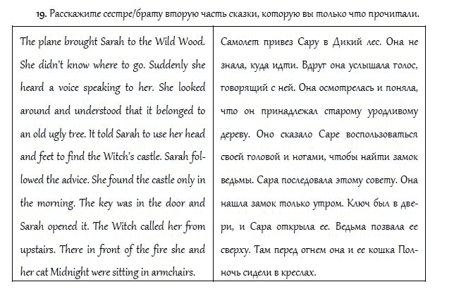 Страница (упражнение) 19 учебника. Ответ на вопрос упражнения 19 ГДЗ решебник и рабочая тетрадь по английскому языку 4 класс Верещагина, Афанасьева