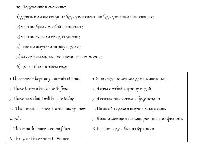 Страница (упражнение) 10 учебника. Ответ на вопрос упражнения 10 ГДЗ решебник и рабочая тетрадь по английскому языку 4 класс Верещагина, Афанасьева