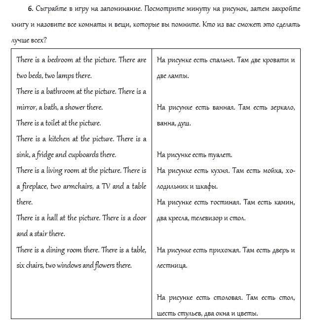 Страница (упражнение) 6 учебника. Ответ на вопрос упражнения 6 ГДЗ решебник и рабочая тетрадь по английскому языку 4 класс Верещагина, Афанасьева