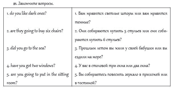 Страница (упражнение) 21 учебника. Ответ на вопрос упражнения 21 ГДЗ решебник и рабочая тетрадь по английскому языку 4 класс Верещагина, Афанасьева