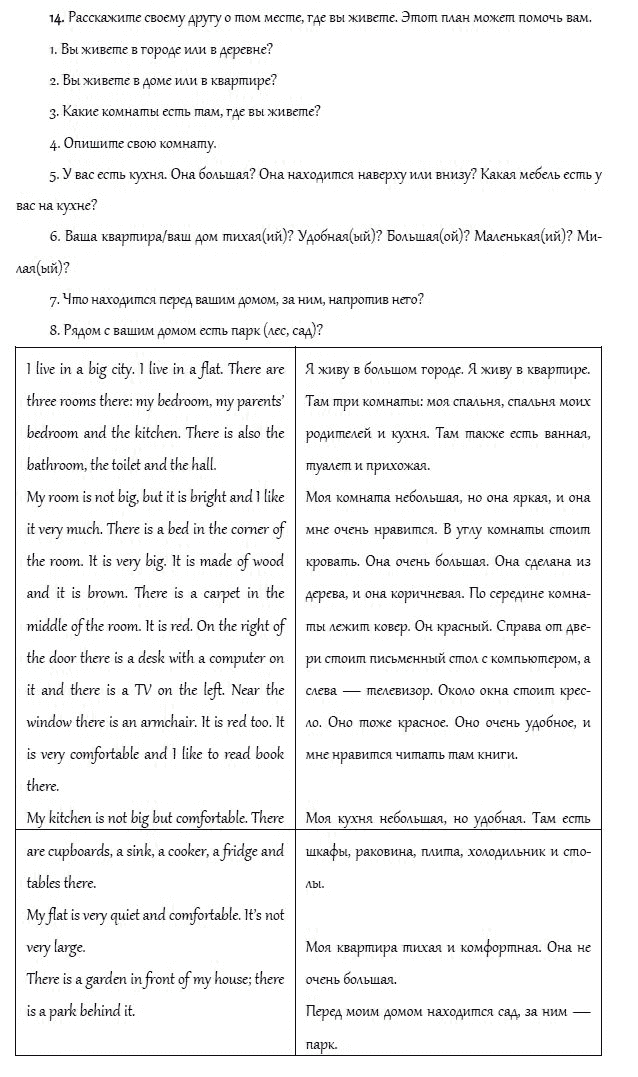 Страница (упражнение) 14 учебника. Ответ на вопрос упражнения 14 ГДЗ решебник и рабочая тетрадь по английскому языку 4 класс Верещагина, Афанасьева