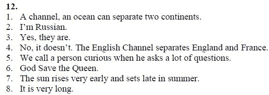 Страница (упражнение) 12 учебника. Ответ на вопрос упражнения 12 ГДЗ решебник по английскому языку 