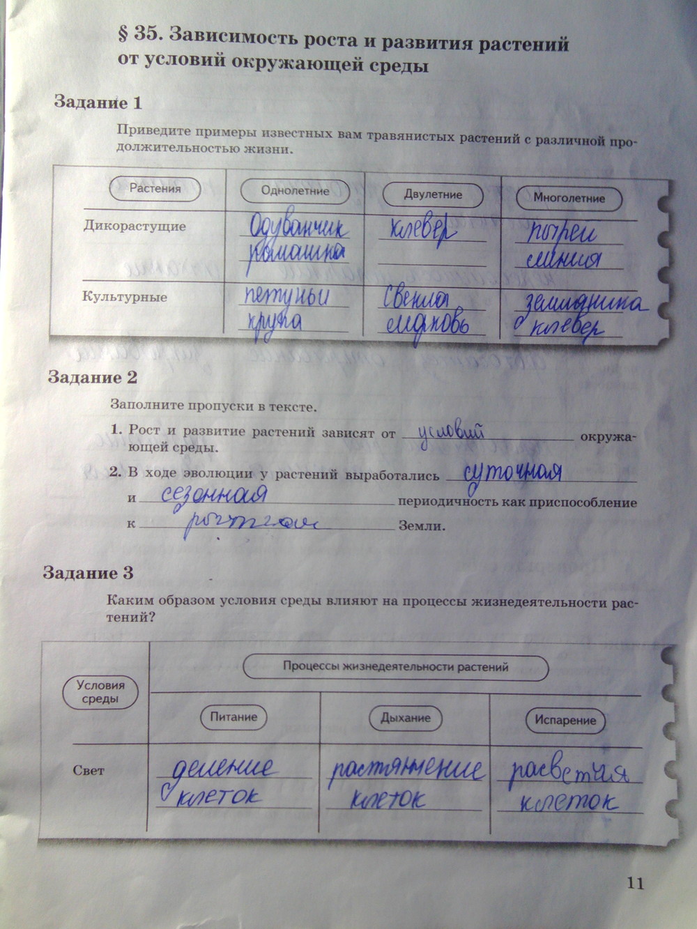 Страница (упражнение) 11 рабочей тетради. Страница 11 ГДЗ рабочая тетрадь по биологии 6 класс Пономарева