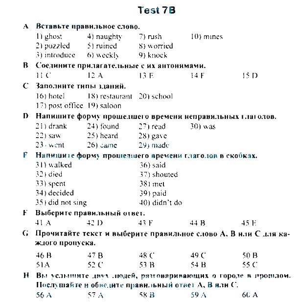 Тест по английскому 4 модуль 8 класс