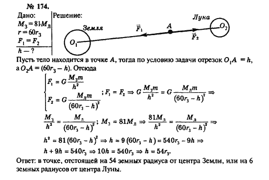 Страница (упражнение) 174 учебника. Ответ на вопрос упражнения 174 ГДЗ решебник по физике 10-11 класс Рымкевич