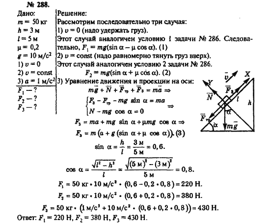 Страница (упражнение) 288 учебника. Ответ на вопрос упражнения 288 ГДЗ решебник по физике 10-11 класс Рымкевич