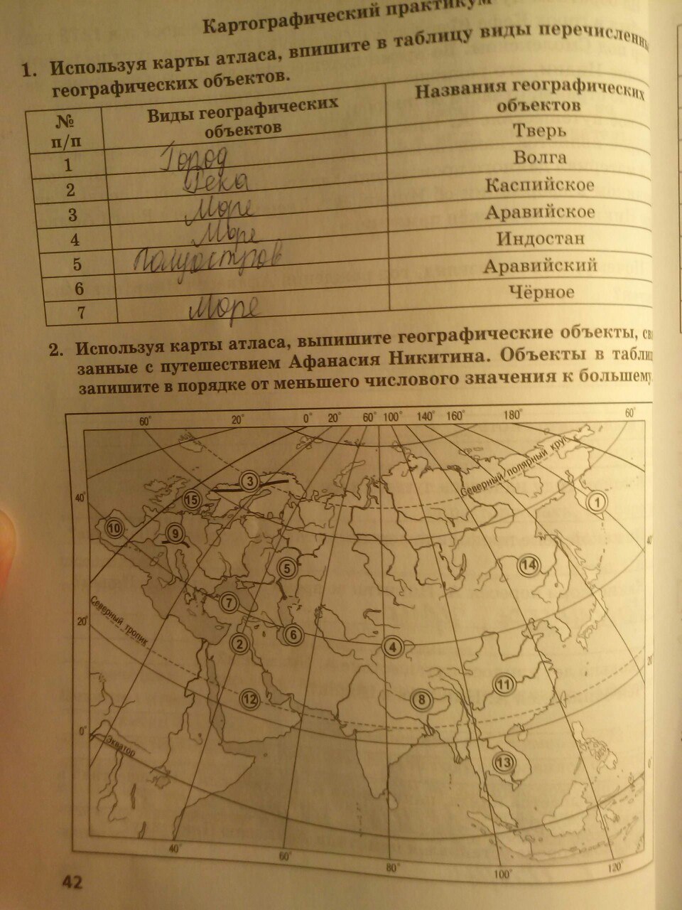 Страница (упражнение) 42 рабочей тетради. Страница 42 ГДЗ рабочая тетрадь по географии 5 класс Молодцов