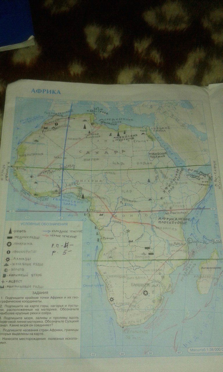 Страница (упражнение) Африка рабочей тетради. Страница Африка ГДЗ контурные карты по географии 7 класс Курбский