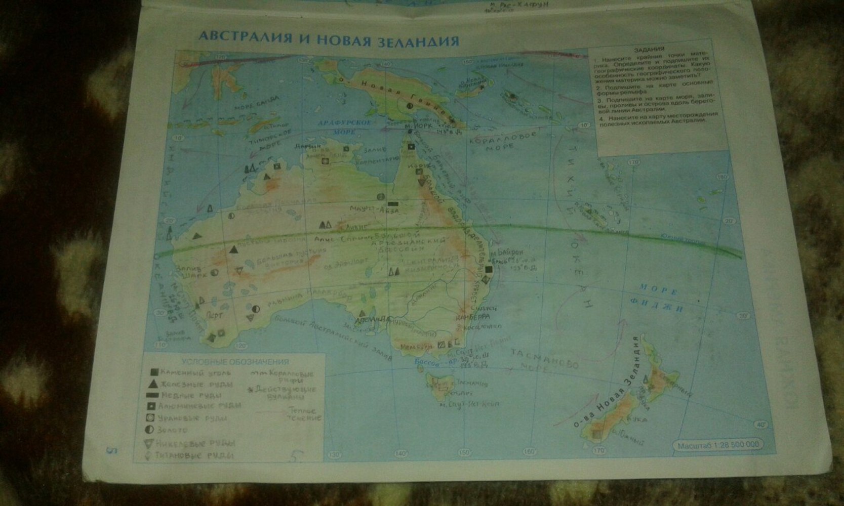 Страница (упражнение) Австралия и Новая Зеландия рабочей тетради. Страница Австралия и Новая Зеландия ГДЗ контурные карты по географии 7 класс Курбский