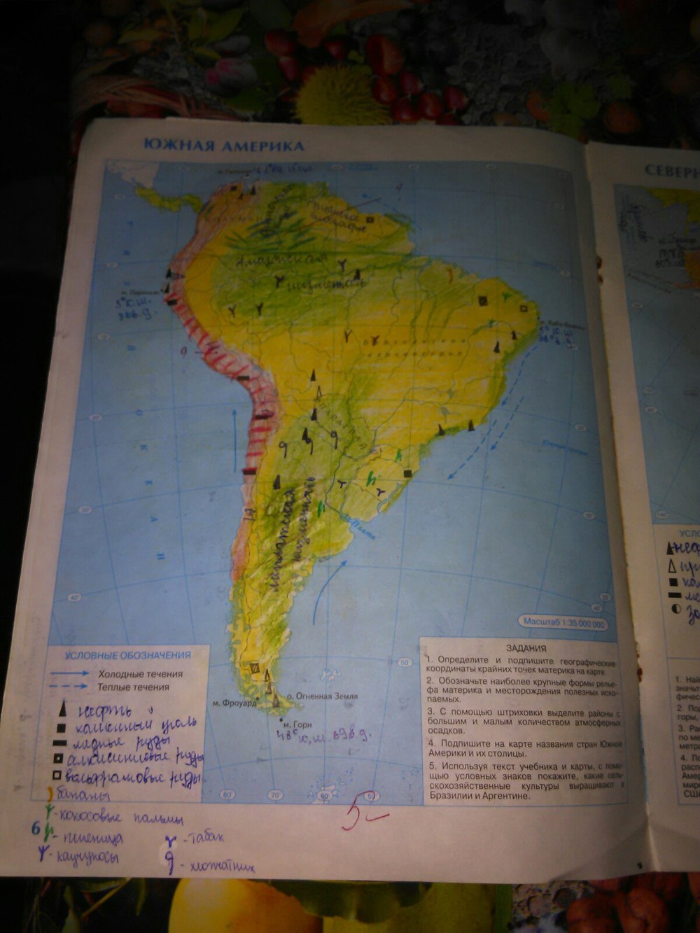 Страница (упражнение) Южная Америка 3 рабочей тетради. Страница Южная Америка 3 ГДЗ контурные карты по географии 7 класс Курбский