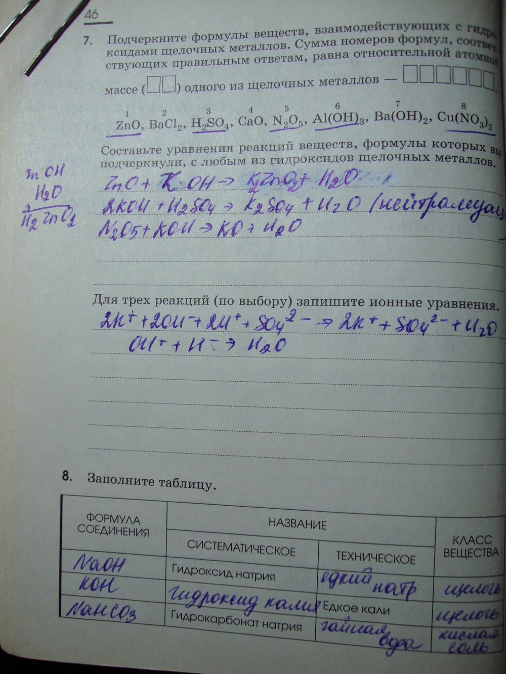 Страница (упражнение) 46 учебника. Ответ на вопрос упражнения 46 ГДЗ решебник по химии 9 класс Габриелян