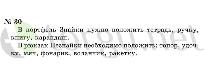 Страница (упражнение) 30 учебника. Ответ на вопрос упражнения 30 ГДЗ решебник по информатике 1 класс Горячев, Горина, Волкова