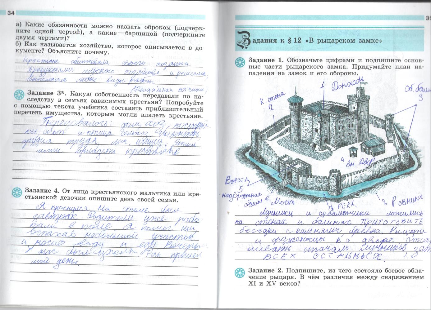 Страница (упражнение) 34-35 рабочей тетради. Страница 34-35 ГДЗ рабочая тетрадь по истории 6 класс Крючкова