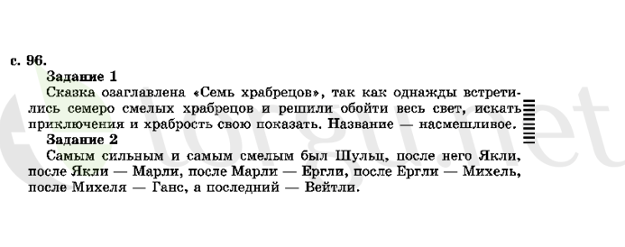 Страница (упражнение) 96 учебника. Страница 96 ГДЗ решебник по литературному чтению 2 класс Ефросинина