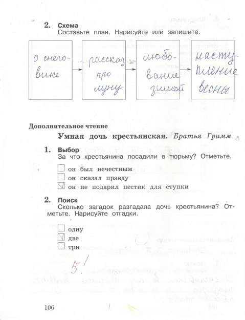 Страница (упражнение) 106 рабочей тетради. Страница 106 ГДЗ тетрадь по литературному чтению 3 класс Ефросинина