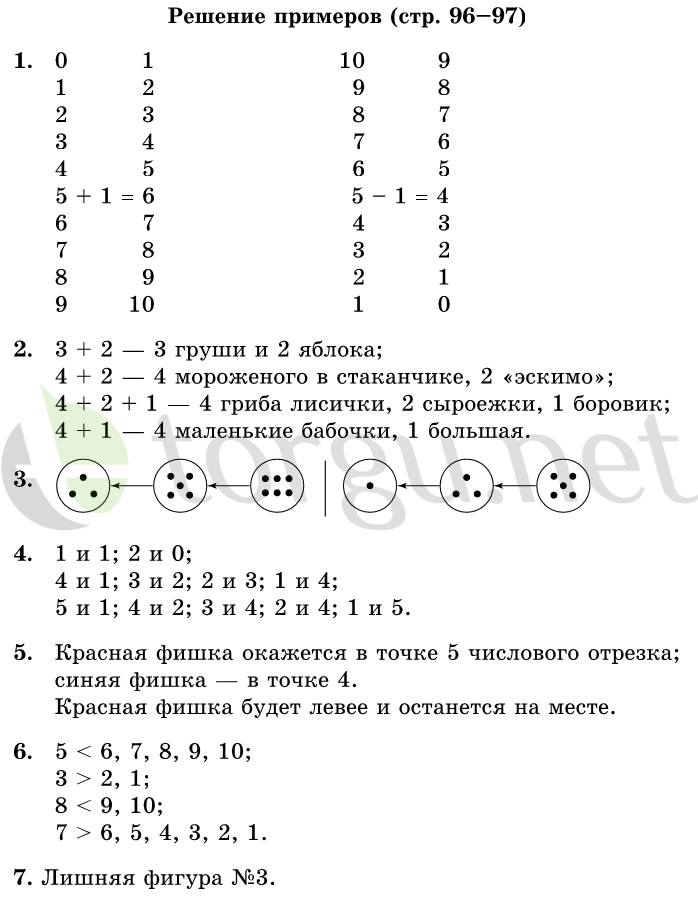 Страница (упражнение) 96-97 учебника. Страница 96-97 ГДЗ решебник по математике 1 класс Дорофеев, Миракова, Бука