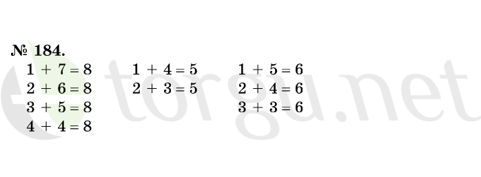 Страница (упражнение) 184 учебника. Ответ на вопрос упражнения 184 ГДЗ решебник по математике 1 класс Истомина