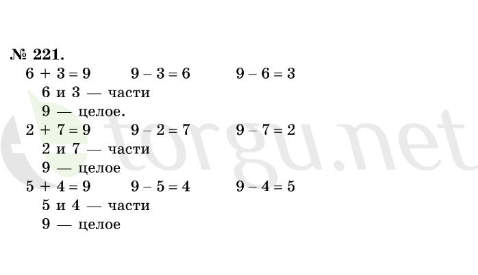 Страница (упражнение) 221 учебника. Ответ на вопрос упражнения 221 ГДЗ решебник по математике 1 класс Истомина