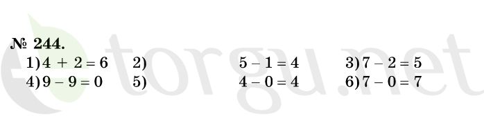 Страница (упражнение) 244 учебника. Ответ на вопрос упражнения 244 ГДЗ решебник по математике 1 класс Истомина