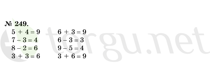 Страница (упражнение) 249 учебника. Ответ на вопрос упражнения 249 ГДЗ решебник по математике 1 класс Истомина
