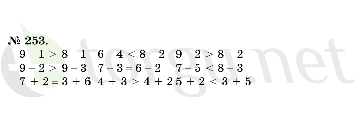 Страница (упражнение) 253 учебника. Ответ на вопрос упражнения 253 ГДЗ решебник по математике 1 класс Истомина