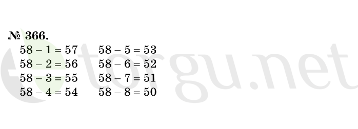 Страница (упражнение) 366 учебника. Ответ на вопрос упражнения 366 ГДЗ решебник по математике 1 класс Истомина