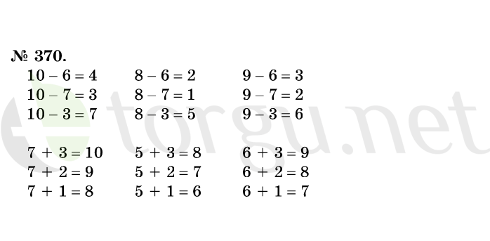 Страница (упражнение) 370 учебника. Ответ на вопрос упражнения 370 ГДЗ решебник по математике 1 класс Истомина
