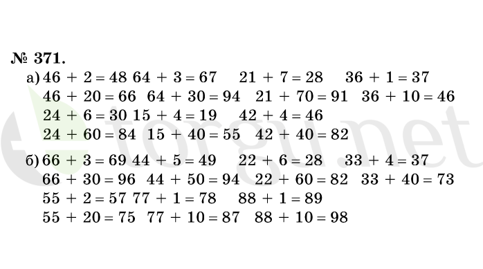 Страница (упражнение) 371 учебника. Ответ на вопрос упражнения 371 ГДЗ решебник по математике 1 класс Истомина