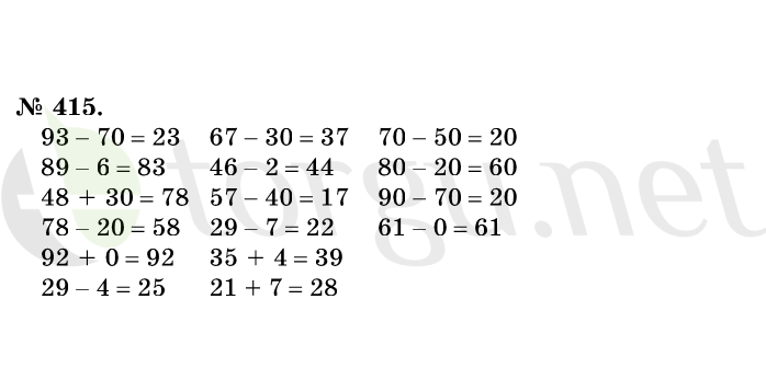 Страница (упражнение) 415 учебника. Ответ на вопрос упражнения 415 ГДЗ решебник по математике 1 класс Истомина