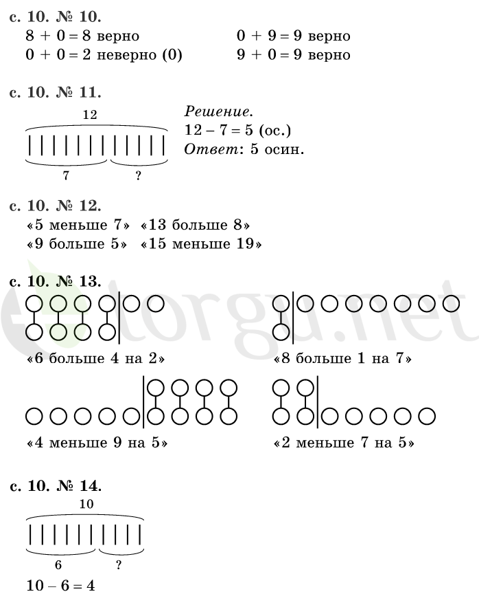 Страница (упражнение) 10 учебника. Страница 10 ГДЗ решебник по математике 1 класс Рудницкая, Кочурова, Рыдзе