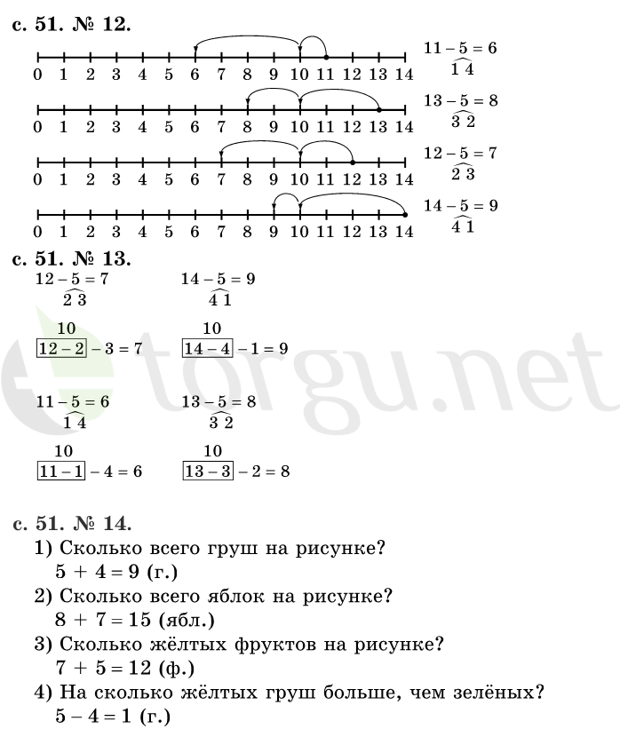 Страница (упражнение) 51 учебника. Страница 51 ГДЗ решебник по математике 1 класс Рудницкая, Кочурова, Рыдзе